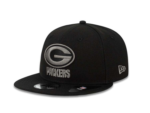 Green Bay Packers New Era NFL 9FIFTY 950 Snapback Cap Hat Black Crown/Visor Dark Gray/Black Logo