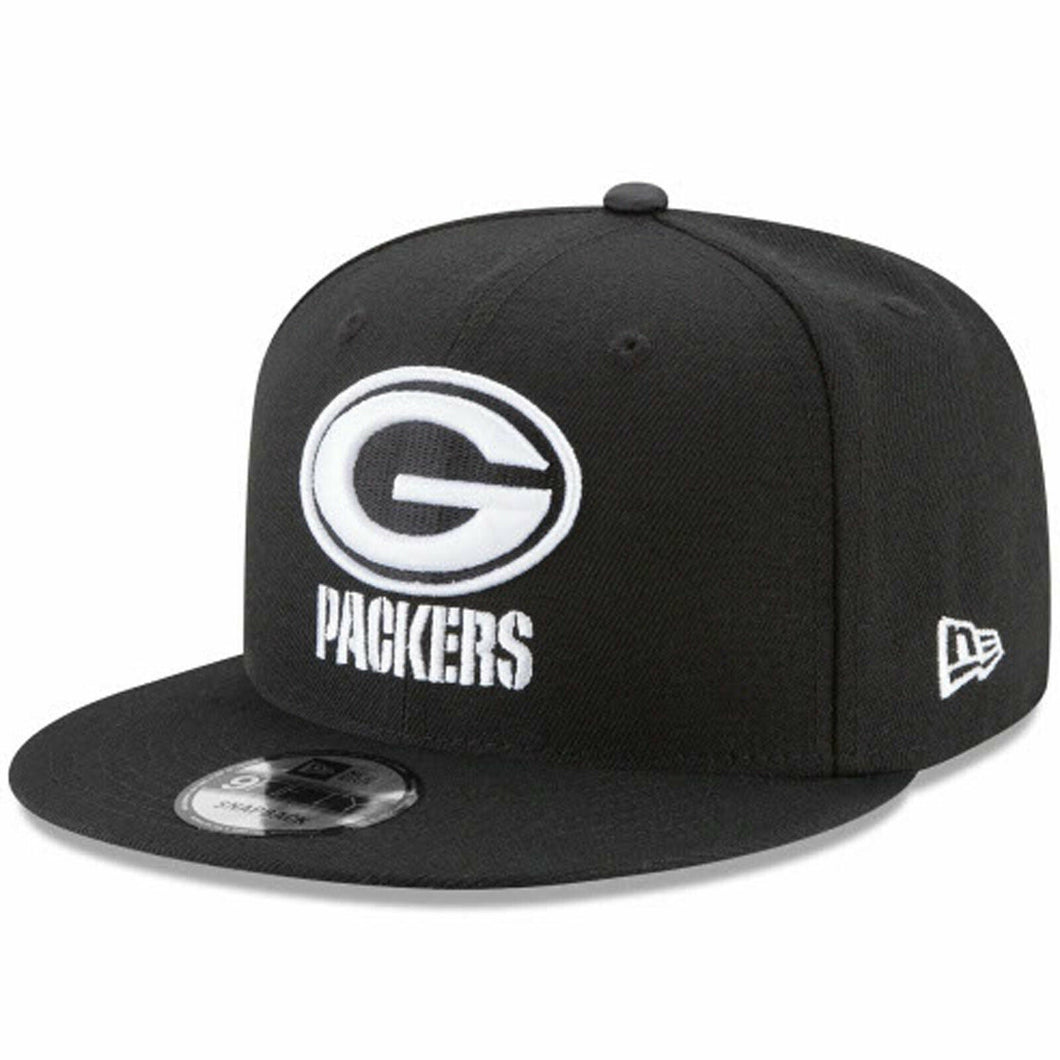 Green Bay Packers New Era NFL 9FIFTY 950 Snapback Cap Hat Black Crown/Visor White/Black Logo
