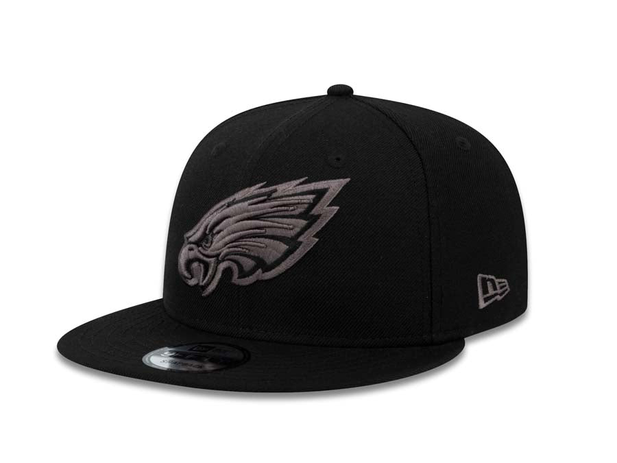 Philadelphia Eagles New Era NFL 9FIFTY 950 Snapback Cap Hat Black Crown/Visor Dark Gray/Black Logo