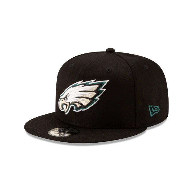 Philadelphia Eagles New Era NFL 9FIFTY 950 Snapback Cap Hat Black Crown/Visor Team Color Logo 