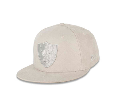 Raiders New Era 59FIFTY 5950 Fitted Suede Material Cap Hat Gray Crown/Visor Gray Logo (Spring Suede)