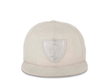 Load image into Gallery viewer, Raiders New Era 59FIFTY 5950 Fitted Suede Material Cap Hat Gray Crown/Visor Gray Logo (Spring Suede)
