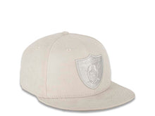 Load image into Gallery viewer, Raiders New Era 59FIFTY 5950 Fitted Suede Material Cap Hat Gray Crown/Visor Gray Logo (Spring Suede)
