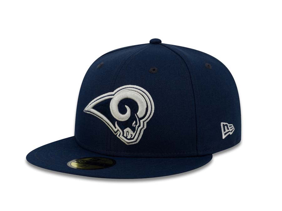 Los Angeles Rams New Era NFL 59FIFTY 5950 Fitted Cap Hat Navy Crown/Visor Navy/White Logo