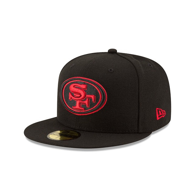 San Francisco 49ers New Era 59FIFTY 5950 Fitted Cap Hat Black Crown/Visor Red/Black Logo