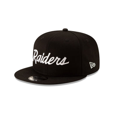 Raiders New Era 9FIFTY 950 Snapback Cap Hat Black Crown/Visor White Text Logo 