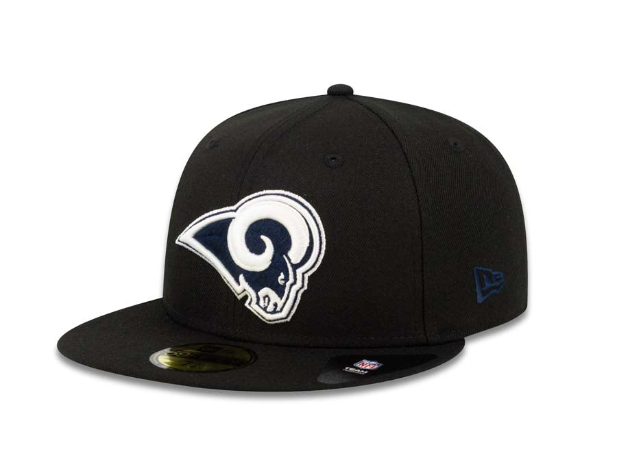 Los Angeles Rams New Era NFL 59FIFTY 5950 Fitted Cap Hat Black Crown/Visor Team Color Logo
