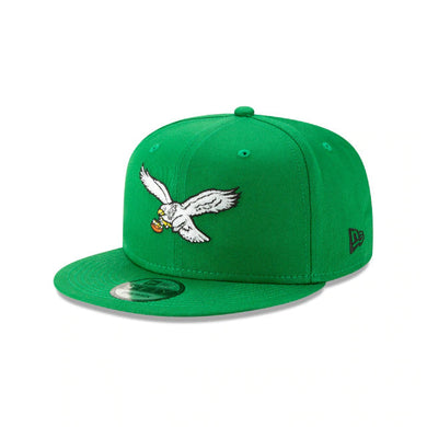 Philadelphia Eagles New Era NFL 9FIFTY 950 Snapback Cap Hat Green Crown/Visor Team Color Retro Logo 