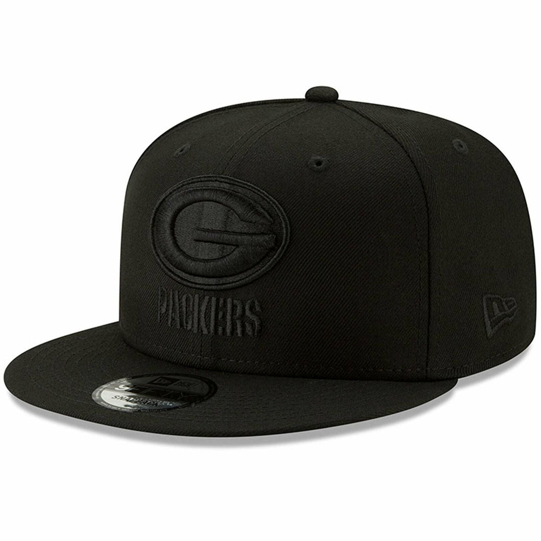 Green Bay Packers New Era NFL 9FIFTY 950 Snapback Cap Hat Black Crown/Visor Black Logo 