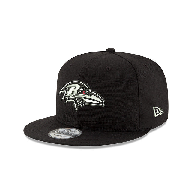 Baltimore Ravens New Era NFL 9FIFTY 950 Snapback Cap Hat Black Crown/Visor Team Color Logo 