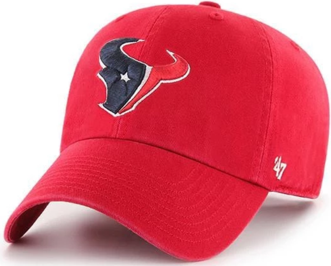 Houston Texans '47 Brand NFL Clean Up Adjustable Cap Hat Red Crown/Visor Team Color Logo
