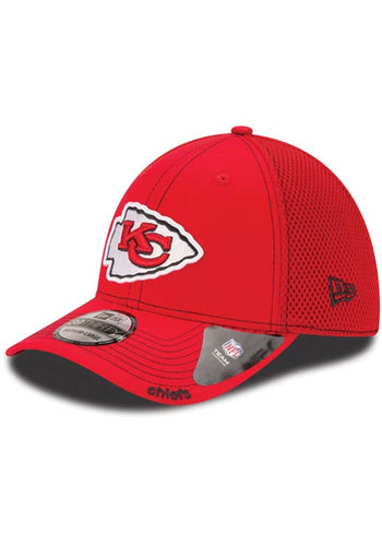 Kansas City Chiefs New Era NFL 39THIRTY 3930 Neo Mesh Flexfit Cap Hat Red Crown/Visor Team Color Logo