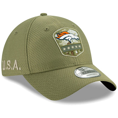 Denver Broncos New Era NFL 9TWENTY 920 Adjustable Cap Hat Olive Green Crown/Visor Team Color Logo (2019 Salute To Service)