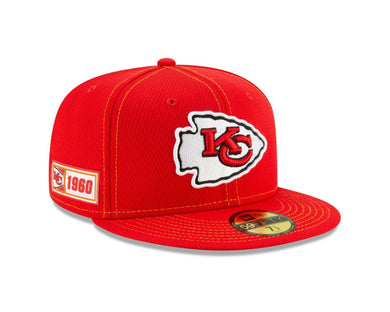 Kansas City Chiefs New Era NFL 59FIFTY 5950 Fitted 2019 Sideline Cap Hat Red Crown/Visor Team Color Logo