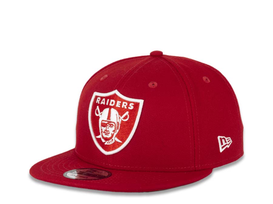 RAIDERS New Era 9FIFTY 950 Snapback Cap Hat Red Crown/Visor Red/White Logo 50th Anniversary Side Patch