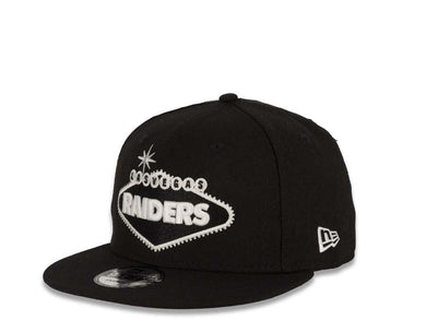 New Era NFL 9Fifty 950 Snapback Las Vegas Raiders Cap Hat Black Crown White 