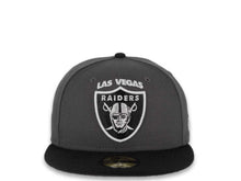 Load image into Gallery viewer, New Era NFL 59Fifty 5950 Fitted Las Vegas Raiders Cap Hat Graphite Crown Black Visor White/Black Logo
