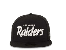 Load image into Gallery viewer, Las Vegas Paiders New Era NFL 59FIFTY 5950 Fitted Cap Hat Black Crown/Visor White Script Logo
