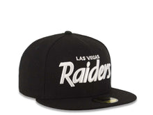 Load image into Gallery viewer, Las Vegas Paiders New Era NFL 59FIFTY 5950 Fitted Cap Hat Black Crown/Visor White Script Logo
