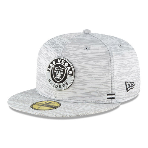 Las Vegas Raiders New Era 59FIFTY 5950 Fitted Cap Hat Gray Crown/Visor Team Color Logo (2020 Sideline)