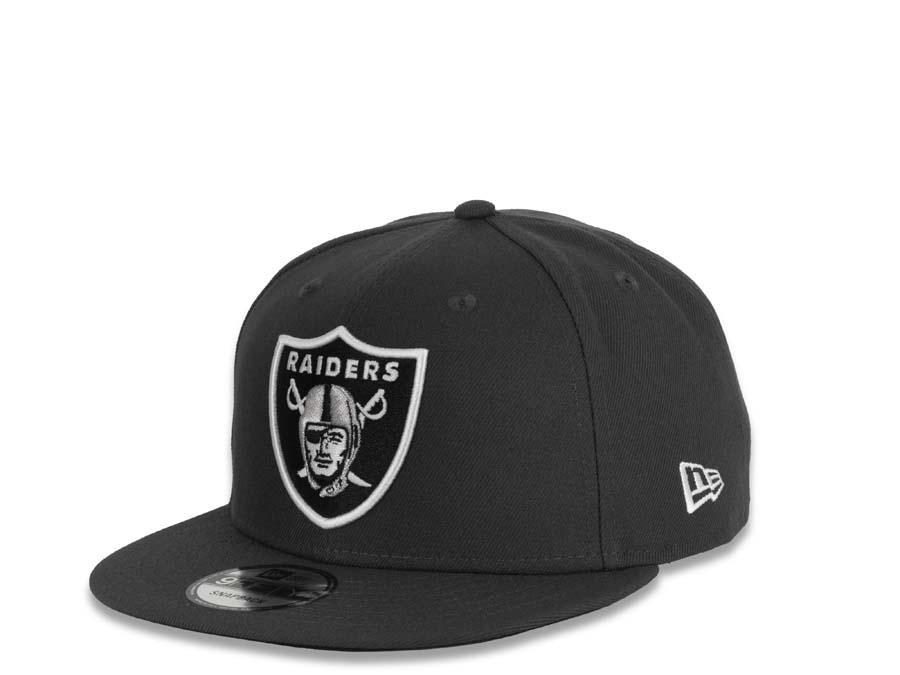 New Era NFL 9Fifty 950 Snapback Las Vegas Raiders Cap Hat Graphite Crown White/Black Logo Black UV