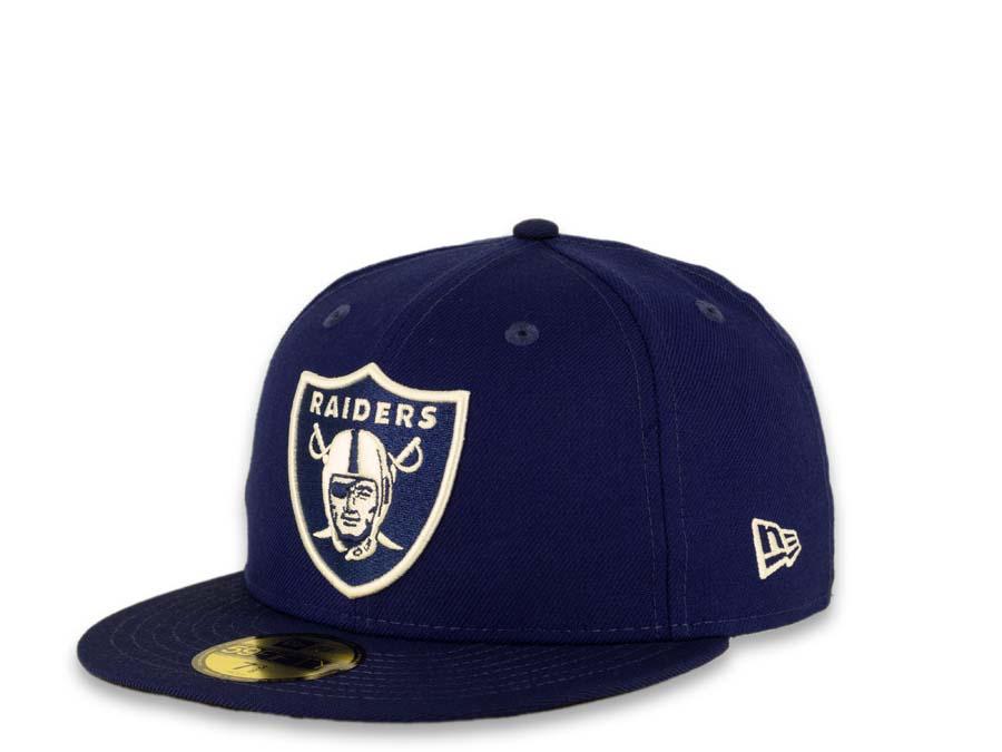 New Era NFL 59Fifty 5950 Fitted Las Vegas Raiders Cap Hat Dark Royal Crown White/Dark Royal Logo Black UV