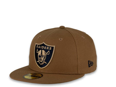 New Era NFL 59Fifty 5950 Fitted Las Vegas Raiders Cap Hat Wheat Crown Wheat/Navy Logo Navy UV