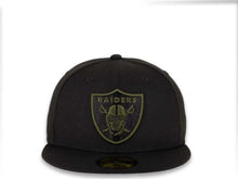 Load image into Gallery viewer, New Era NFL 59Fifty 5950 Fitted Las Vegas Raiders Cap Hat Black Crown Olive/Black Logo Gray UV
