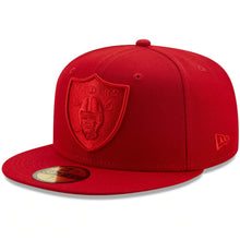 Load image into Gallery viewer, Las Vegas Raiders New Era 59FIFTY 5950 Fitted Cap Hat Scarlet Red Crown/Visor Red Logo (Color Pack)
