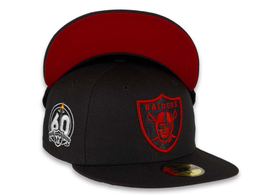 New Era NFL 59Fifty 5950 Fitted Las Vegas Raiders Cap Hat Black Crown Red/Black Logo Red UV