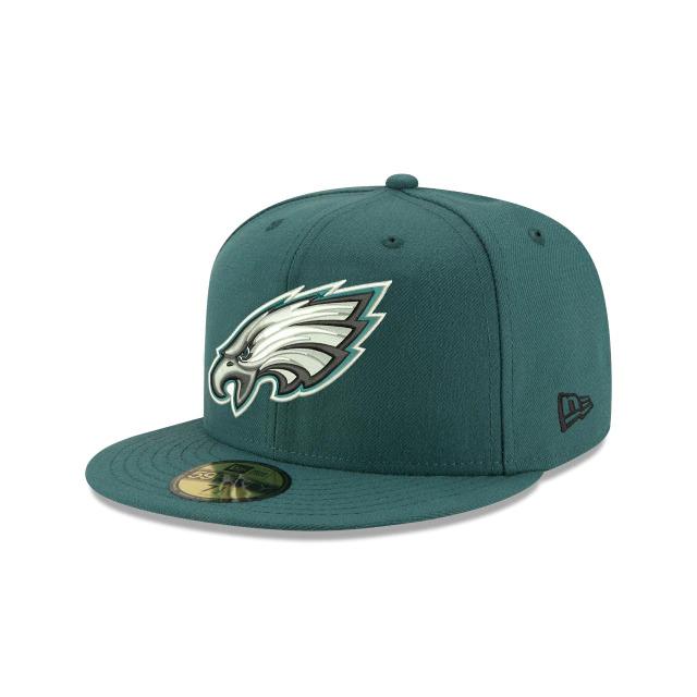 Philadelphia Eagles New Era NFL 59Fifty 5950 Fitted Hat Green Crown/Visor Team Color Logo