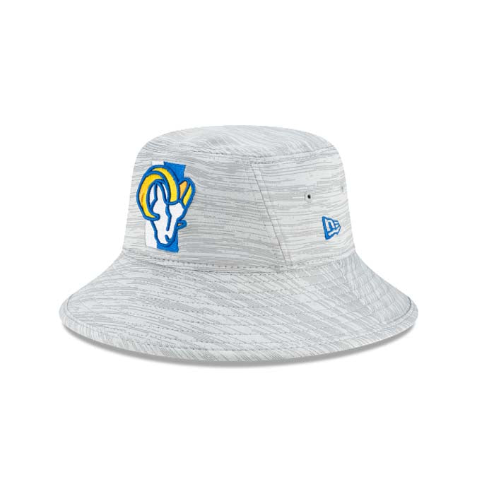 Los Angeles Rams New Era NFL Bucket 2021 Training Cap Hat Gray Crown/Visor Team Color Logo 