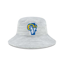 Load image into Gallery viewer, Los Angeles Rams New Era NFL Bucket 2021 Training Cap Hat Gray Crown/Visor Team Color Logo 
