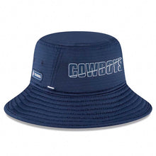 Load image into Gallery viewer, Dallas Cowboys New Era NFL Bucket Cap Hat Navy Blue Crown/Visor Team Color Logo (2022 NFL Training Camp)
