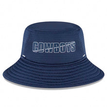 Load image into Gallery viewer, Dallas Cowboys New Era NFL Bucket Cap Hat Navy Blue Crown/Visor Team Color Logo (2022 NFL Training Camp)
