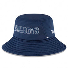 Load image into Gallery viewer, Dallas Cowboys New Era NFL Bucket Cap Hat Navy Blue Crown/Visor Team Color Logo (2022 NFL Training Camp)
