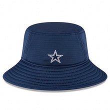 Load image into Gallery viewer, Dallas Cowboys New Era NFL Bucket Cap Hat Navy Blue Crown/Visor Team Color Logo (2022 NFL Training Camp)
