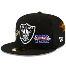 Load image into Gallery viewer, Los Angeles Raiders New Era NFL 59FIFTY 5950 Fitted Cap Hat Black Crown/Visor Team Color Logo (Count The Rings)
