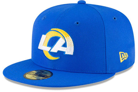 Los Angeles Rams New Era NFL 59FIFTY 5950 Fitted Cap Hat Sky Blue Crown/Visor Team Color Logo