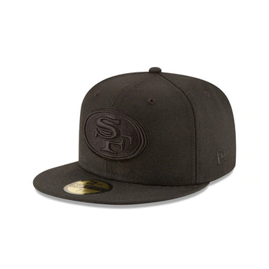 San Francisco 49ers New Era NFL 59FIFTY 5950 Fitted Cap Hat Black Crown/Visor Black Logo