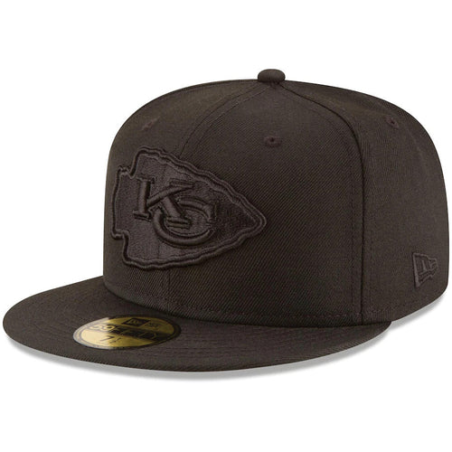 Kansas City Chiefs New Era NFL 59FIFTY 5950 Fitted Cap Hat Black Crown/Visor Black Logo 