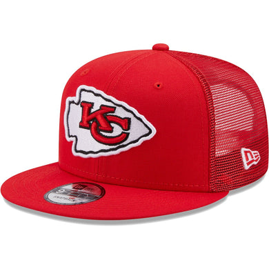 Kansas City Chiefs New Era NFL 9FIFTY 950 Mesh Trucker Snapback Cap Hat Red Crown/Visor Team Color Logo 
