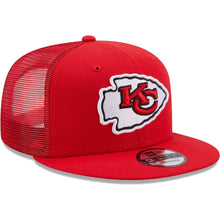 Load image into Gallery viewer, Kansas City Chiefs New Era NFL 9FIFTY 950 Mesh Trucker Snapback Cap Hat Red Crown/Visor Team Color Logo 
