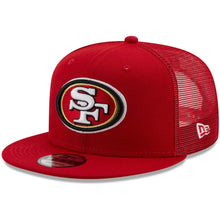 Load image into Gallery viewer, San Francisco 49ers New Era NFL 9FIFTY 950 Mesh Trucker Snapback Cap Hat Red Crown/Visor Team Color Logo 
