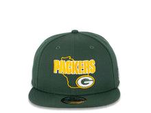 Load image into Gallery viewer, Green Bay Packers New Era NFL 9FIFTY 950 Snapback Cap Hat Green Crown/Visor Green/Yellow Logo with State Map (Logo State)
