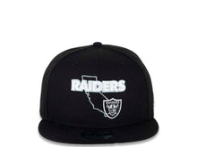 Load image into Gallery viewer, Las Vegas Raiders New Era 9FIFTY 950 Snapback Cap Hat Black Crown/Visor Team Color Logo with State Map (Logo State)
