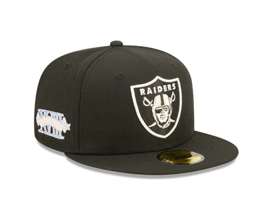 Las Vegas Raiders New Era 59FIFTY 5950 Fitted Cap Hat Black Crown/Visor Team Color Logo 2018 Superbowl Side Patch Pink UV (Pop Sweat)
