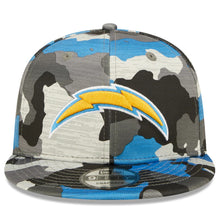 Load image into Gallery viewer, Los Angeles Chargers New Era NFL 9FIFTY 950 Snapback Cap Hat Team Color Camo Crown/Visor Team Color Logo (2022 NFL Training Camp)
