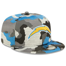 Load image into Gallery viewer, Los Angeles Chargers New Era NFL 9FIFTY 950 Snapback Cap Hat Team Color Camo Crown/Visor Team Color Logo (2022 NFL Training Camp)
