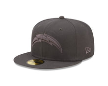 Load image into Gallery viewer, Los Angeles Chargers New Era NFL 59FIFTY 5950 Fitted Cap Hat Dark Gray Crown/Visor Dark Gray Logo (Color Pack)

